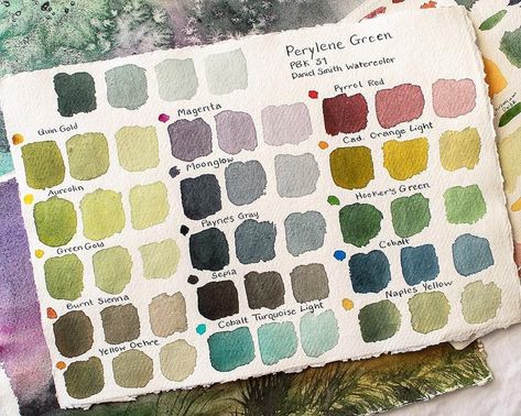 Beautiful palette Amy  @amygiglioart 😀 Thanks for sharing! #Repost @amygiglioart ・・・ Perylene Green from @danielsmithartistsmaterials .… Colours Palette, Mixing Paint Colors, Color Mixing Chart, Watercolor Mixing, Watercolor Tips, Artist Materials, Watercolor Journal, Watercolor Projects, What Can I Say