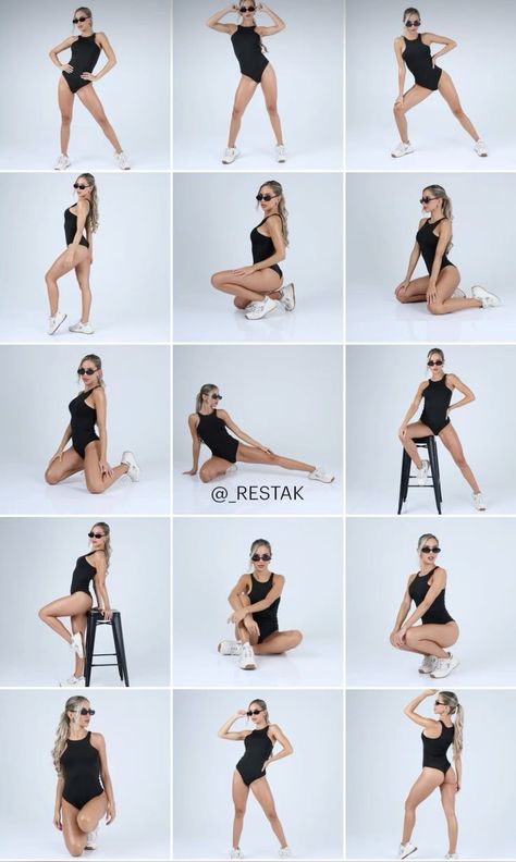 Model Portfolio Examples, 15 Poses, Model Photoshoot Poses, Studio Photoshoot Ideas, Studio Photography Poses, Professional Tips, Photoshoot Studio, 사진 촬영 포즈, Photography Posing Guide