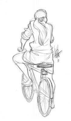 How To Draw Cycle, Person Riding Bike Drawing Reference, Riding A Bike Drawing, Cycle Sketch, Drawing Bike, Easy Drawing Ideas For Beginners, Ride Drawing, Cycle Drawing, Bicycle Drawing