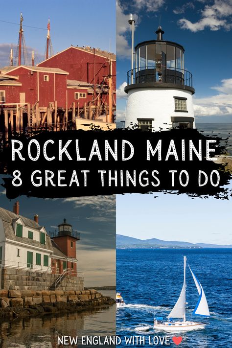 Known for its lobster fest, sailing, lighthouses, beautiful coastal inns, art galleries, and much more, Rockland Maine is an essential New England destination. Here are the best things to do in the region. | Things to Do in Rockport Maine | Things to Do in Camden Maine | Rockland Maine activities | What to see in MidCoast Maine Things To Do In Rockland Maine, Rockport Maine Things To Do In, Rockland Maine Things To Do, Things To Do In Camden Maine, Islesboro Maine, Maine Attractions, Travel Maine, Portland Maine Travel, Midcoast Maine