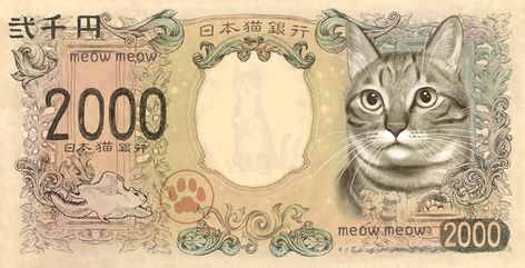 Banknotes Design, Clear Phone Case Design, Money Poster, Money Template, Money Cat, Currency Design, Cat Island, Pets Drawing, Arte Animal