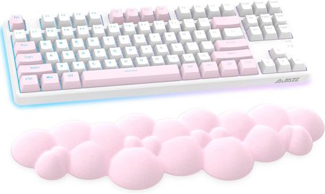 Gaming Keyboard Wrist Rest Pad,Memory Foam Keyboard Palm Rest, Ergonomic Hand Rest,Wrist Rest for Computer Keyboard,Laptop,Mac,Lightweight for Easy Typing Pain Relief-Pink Pink Video, Logitech Keyboard, Ergonomic Hand, Keyboard Wrist Rest, Pc Accessories, Retro Punk, Pink House, Wrist Rest, Pink Accessories