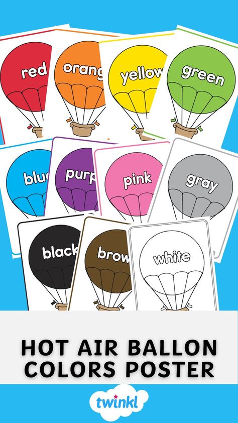 Our Color Words on Hot Air Balloons are an adorable addition to your decor! Each beautifully illustrated poster features a colored hot air balloon and the corresponding color word. Display the posters in your classroom as a reference for reading and writing! Hot Air Balloon Decorations Classroom, Colors Posters For Classroom, Hot Air Balloon Preschool, Hot Air Balloon Classroom, Ballon Theme, Hot Air Balloon Classroom Theme, Preschool Small Group, Balloon Room, Balloon Craft