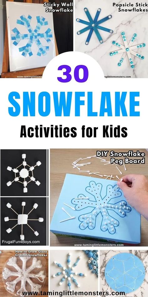 Snowflake Day At School Outfit, Snowflake Theme Preschool, Preschool Snowflake Activities, Snowflake Craft Kindergarten, Snowflake Activities For Toddlers, Snowflake Preschool Activities, Easy Snowflake Crafts For Kids, Snow Flake Crafts For Kids, Snowflake Preschool Crafts