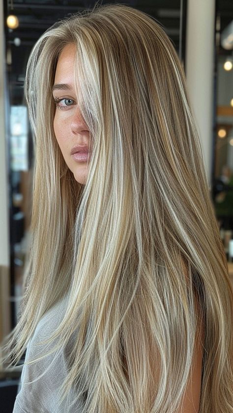 Dirty Blonde Dreamland: 25 Stunning Hair Ideas for 2024 Highlights Blonde Hair Balayage, Dark Toned Blonde Hair, Blonde With Depth, Dimension Blonde Hair, Hair Colors For 2024, Solid Blonde, Long Hair Blonde Highlights, Straight Dirty Blonde Hair, Blonde Cool Tone