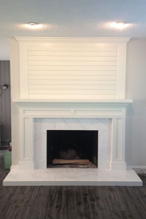 Our new mantle fireplace. In love!!!! | Fireplace remodel, Home fireplace, Fireplace design Built In Around Fireplace, Mantle Fireplace, Fireplace Redo, Diy Fireplace Makeover, Ship Lap, Brick Fireplace Makeover, Mantel Design, Shiplap Fireplace, Farmhouse Fireplace