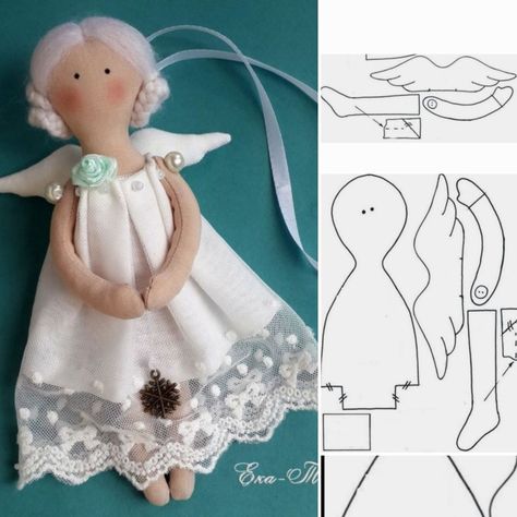 Fabric Angels Pattern, Sewing Ornaments Christmas, Angel Patterns Printable, Angel Dolls Handmade, Handmade Angels Christmas, Crochet Hats Free Pattern Ladies, Tilda Angel, Christmas Decorations Sewing, Angel Dolls