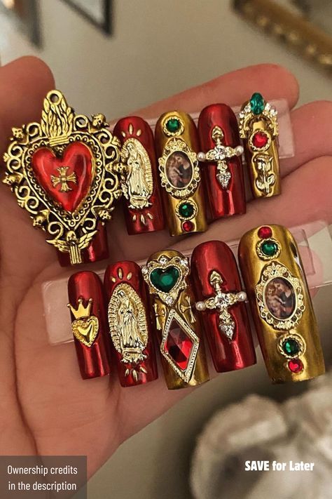 amazing nail art ideas Religious Nails Designs, Christian Nails Designs, Medieval Nails, Religious Nails, Christian Nail Art, Catholic Nails, Hispanic Nails, Christ Nails, Christian Nails