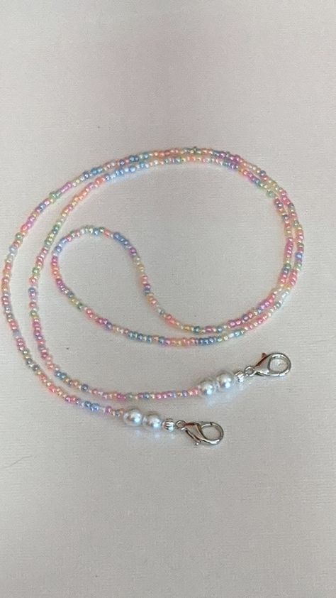 Pastel Mask Chain Holder Lanyard Jewelry Pearls 26 | Etsy Eyeglass Jewelry, Answer The Phone, Jewelry Pearls, Mask Chain, Lobster Claws, Diy Bracelets Patterns, Gelang Manik, Beads Bracelet Design, Handmade Jewelry Tutorials