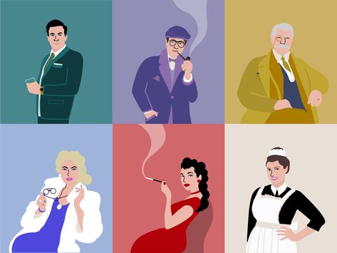 Clue Characters by Sari Jack Cluedo Characters Costumes, Detective Art Character Design, Clue Game Characters, Cluedo Characters, Clue Characters, Clue Costume, Nft Ideas, Clue Game, Clue Movie