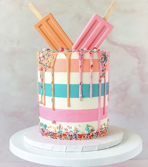 Popsicle Cake Design, Ready To Pop Cake Ideas, Popsicle Theme Cake, Popsicle Themed Birthday Party, Popsicle Cake Birthday, Popsicle Cake Ideas, Popsicle Birthday Theme, Two Cool Popsicle Birthday Party, Popsicle Birthday Cake