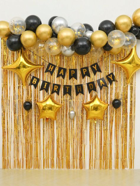 Black Gold  Collar  Latex   Embellished   Event & Party Supplies Black And Gold Party Decorations Simple, Black Gold Balloons Decoration, 18th Birthday Decorations Black And Gold, Black And Golden Birthday Theme, Black And Gold 40th Birthday Decorations, Simple Black And Gold Birthday Decor, Balloon Decorations Party Simple, Golden And Black Balloon Decoration, Black And Golden Birthday Decoration