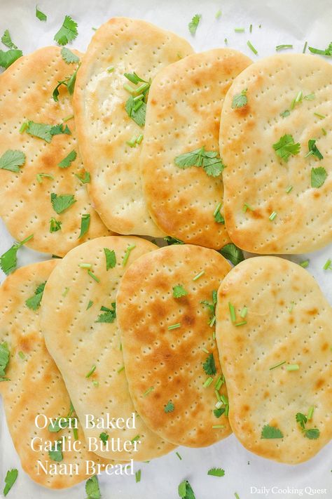 Baked Naan Bread, Oven Baked Garlic, Naan Bread Recipe, Butter Naan, Flavored Butter Recipes, Recipes With Naan Bread, Baking Items, Baked Garlic, Chops Recipe