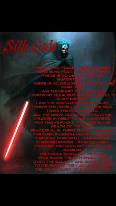 Sith Code Sith Codes, The Sith Code, Star Wars Sith Alphabet, Only A Sith Deals In Absolutes, Star Wars Revenge Of The Sith, Revenge Of The Sith Novelization, Jedi Sith, Sith Empire, Sith Lord