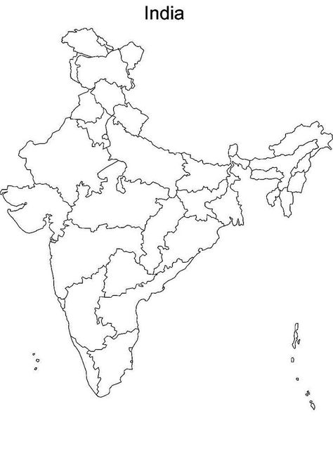 Bharat Map, India Outline Map, Outline Map Of India, World Outline, Indian Map, Free Printable World Map, India World Map, World Map Outline, Kindergarten Drawing