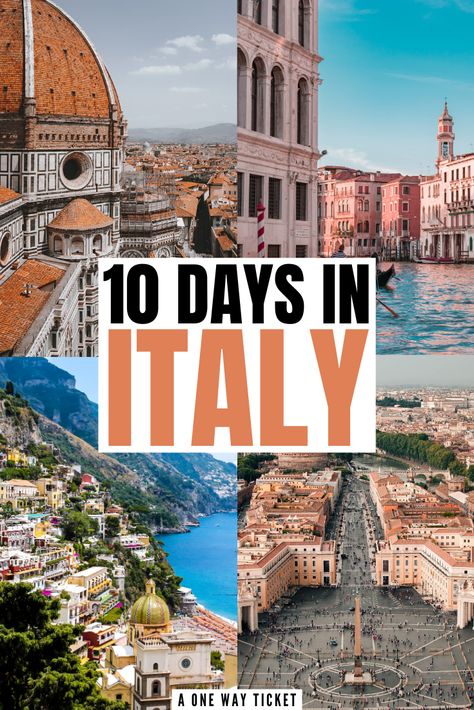 Italy is easily one of the most beautiful places to visit in the world. They have incredible food, kind people, and jaw-dropping coastlines. Click here to see the perfect 10-day Italy itinerary to experience it all! #italytravel #europe #italy | travel to italy | italy travel guide | italy itinerary | italy travel | what to see in italy | things to do in italy | places to go in italy | rome italy | florence italy | venice italy | positano italy | cinque terre italy | italy travel inspiration 10 Day Itinerary Italy, Italy Must See Places To Visit, Italy Travel Guide Places To Visit, Travel Tips Italy, 10 Days Italy Itinerary, 10 Day Italy Itinerary Trips, Best Italy Travel Itinerary, Florence Italy Itinerary, Italy Itinerary 10 Days