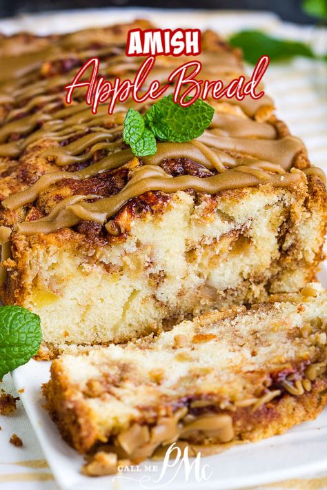 Amish Apple Bread Recipe is loaded with apples and cinnamon and topped with caramel. It's soft, moist, sweet, and delicious, the ultimate fall comfort. Amish Baking, Best Amish Recipes, Amish Bread Recipes, Friendship Bread Recipe, Amish Food, Cinnamon Baking, Best Apples For Baking, Amish Bread, Apple Bread Recipe