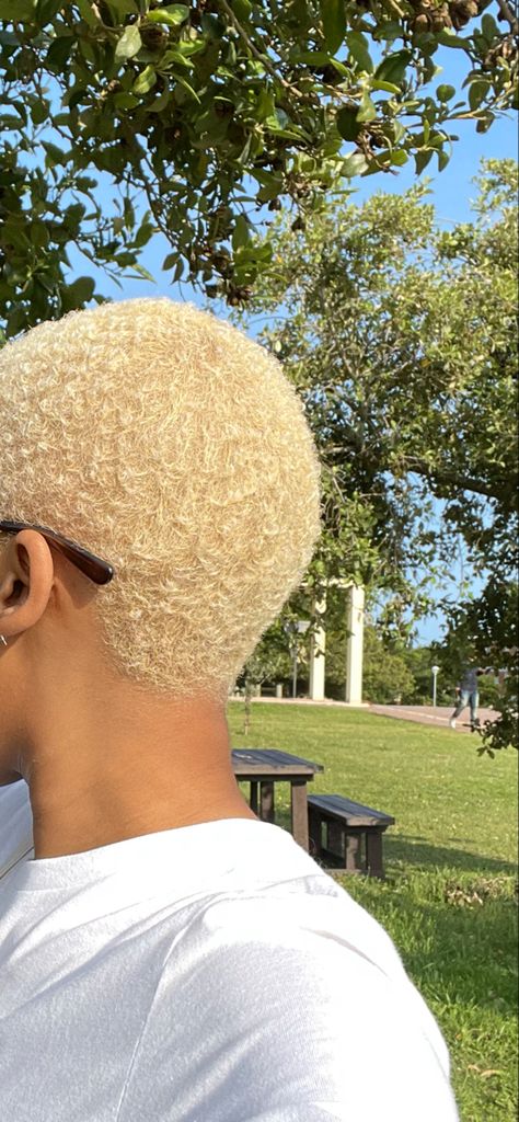 Bleached Short Hair, Buzz Cut Black Women, Blonde Twa, Low Cut Hairstyles, Short Bleached Hair, Big Chop Natural Hair, Hair Ideas For Women, Buzz Cut Women, Short Dyed Hair