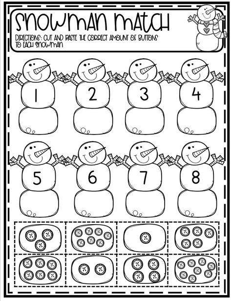 January Preschool Worksheets, Preschool Winter Math, Preschool Winter Worksheets, Snowman Math, Winter Worksheet, Winter Math Worksheets, Winter Worksheets, Reading Tools, Winter Lesson Plan