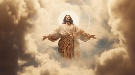 Saints Background, Poster Design Landscape, Christ Background, Jesus In Heaven, Jesus Christ Wallpaper, Jesus Pictures Hd, Background Jesus, Heaven Background, Christianity Art