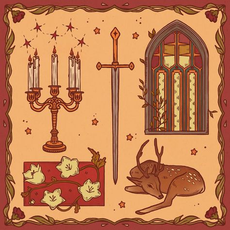 Medieval Christmas Aesthetic, Medieval Aesthetic Art, Medieval Style Art, Modern Fairytale Aesthetic, Christmas Crafts Aesthetic, Medieval Room Aesthetic, Old Fairytale Illustration, Medieval Knight Illustration, Medieval Art Aesthetic