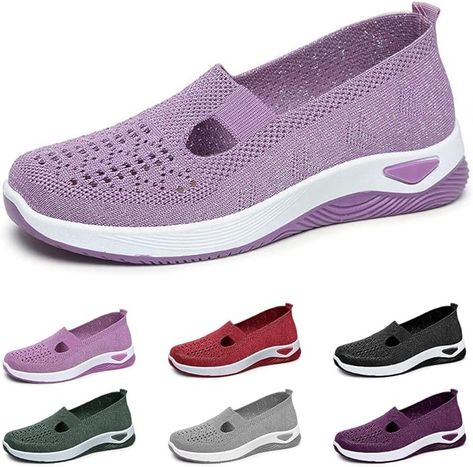 Amazon.com | 2024 New Women's Woven Breathable Soft Sole Shoes, Upgrade Orthopedic Shoes Outdoor Hiking Mesh Up Knit Stretch Slip on Casual Orthopedic Sneakers for Women (Lilac, Adult, Women, 10.5, Numeric Range, US Footwear Size System, 11, Wide) | Hiking Shoes Orthopedic Sneakers, Orthopedic Shoes, Support Design, Woman Weaving, Sneakers For Women, How To Get Warm, Sole Shoes, Kids Luggage, Outdoor Hiking