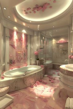 Cool Bathroom Aesthetic, Cute Bathroom Design, Princess Bathroom Ideas, Cute Bloxburg Bathrooms, Aesthetic Flooring, Dream House Bathroom, Cute Pink House, Castle Bathroom, Bathtub Room