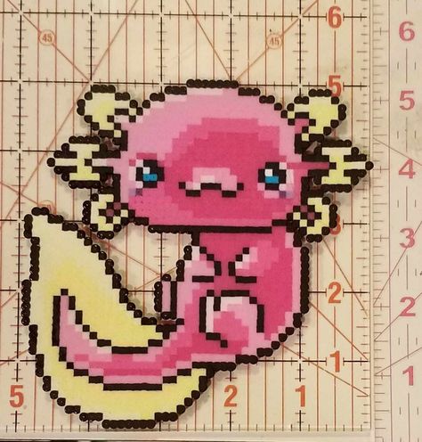 Axolotl Perler Bead Patterns, Axolotl Perler Beads, Hama Art, Pokemon Bead, Perler Creations, Easy Perler Beads Ideas, Beads Art, Bead Sprite, Melty Beads