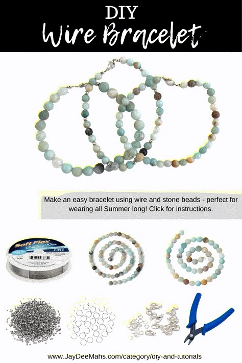 Diy Stone Bracelets, Diy Wire Bracelet, Wire Bracelets Diy, Wire Bracelet Tutorial, Stretch Beaded Bracelets Diy, Easy Bracelet, Ankle Bracelets Diy, Making Bracelets With Beads, Beaded Ankle Bracelets