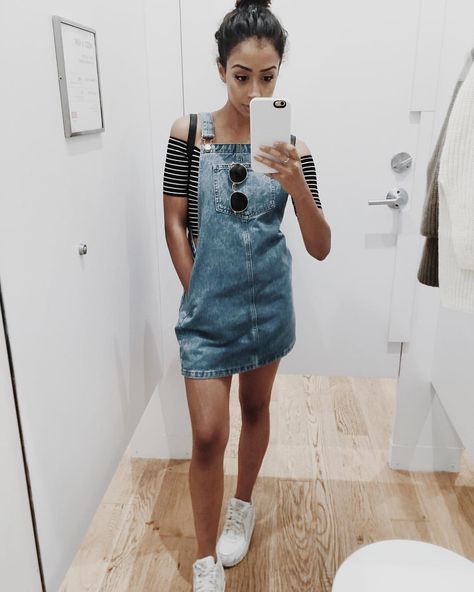 Liza And David, Puff Shoulder Top, Buy My Clothes, Mono Print, Liza Koshy, Overall Skirt, Outfit Goals, Outfits Casuales, Everyday Outfits