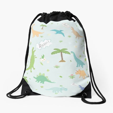 Kids Drawstring, Dinosaur Illustration, The Good Dinosaur, Dinosaur Pattern, Baby Dinosaurs, Purple Baby, Drawstring Bag Designs, Dinosaur Design, Sublimation Prints