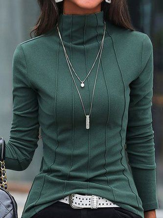 Mock Neck And T Shirt, Casual Turtleneck, Plain Tops, Stretch Top, Dark Wear, Plus Size Kleidung, Mua Sắm, Clothing Size Chart, Womens Clothing Sizes