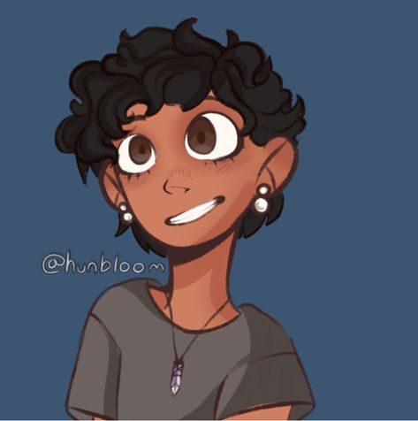 Curly Haired Pfp Cartoon, Black Curly Hair Anime Pfp, Light Skin Curly Hair Pfp Cartoon, Anime Afro Hair, Poc Pfp Curly Hair, Anime Curly Hair, Shirt Curly Hair, Afro Hair Drawing, Short Hair Drawing