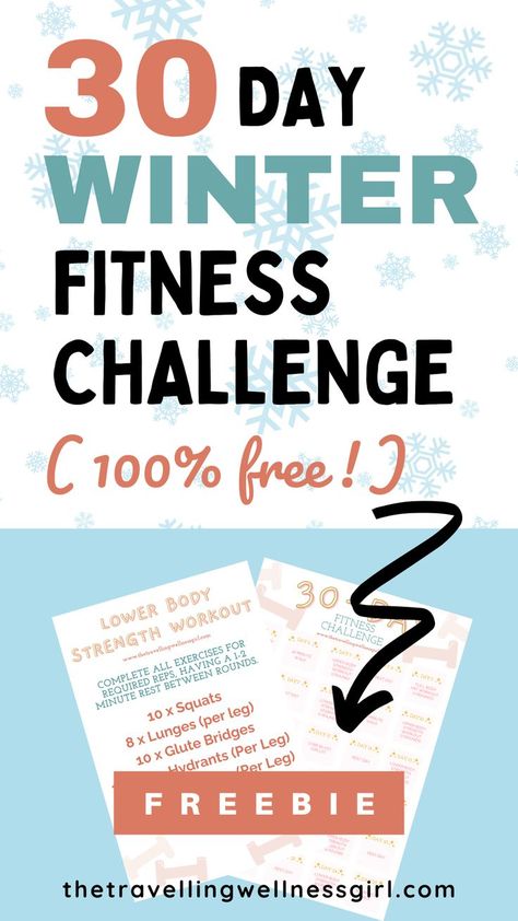 Pinterest pin showing winter fitness challenge Walking Challenge 30 Day, November Workout Challenge 30 Day, January Fitness Challenge, January Workout Challenge 2024, December Workout Challenge, December Fitness Challenge, February Fitness Challenge, Exercise Plan For Women, Winter Self Care