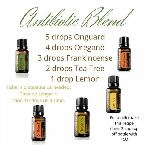 Doterra Oil Blends, Doterra Antibiotic Capsule, Essential Oil Antibiotic Capsule, Essential Oil Capsule Recipes, Essential Oil Roller Bottle Recipes, Doterra Oils Recipes, Essential Oil Usage, Essential Oils For Pain, Doterra Essential Oils Recipes