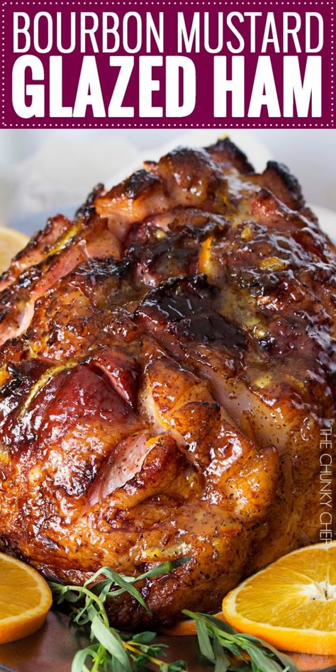 Bourbon Mustard, Mustard Glazed Ham, Orange Glazed Ham, Thanksgiving Ham, Ham Recipes Baked, Ham Dinner, Ham Glaze Recipe, Bourbon Recipes, Christmas Ham