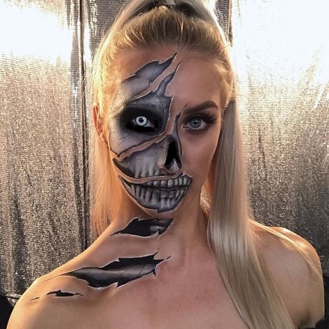 Halloween Makeup And Costumes, Halloween Makeup Hard, Spooky Face Paint, Character Makeup Looks, Face Paint Makeup Looks, Halloween Character Makeup, Halloween Looks Makeup, Colorful Halloween Makeup, Scary Makeup Looks