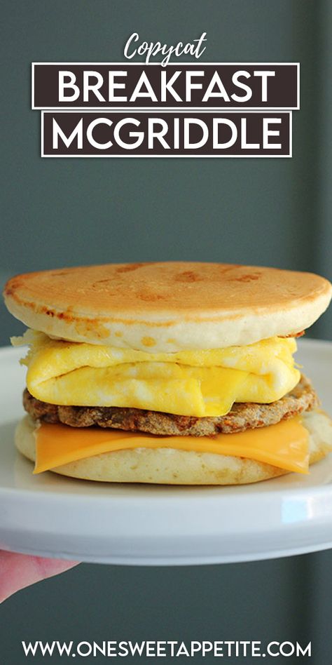 Homemade McGriddle Recipe - One Sweet Appetite Homemade Mcgriddle Recipes, Pancake Breakfast Sandwich, Homemade Mcgriddles, Mcgriddle Recipe, Homemade Mcgriddle, Copycat Mcdonalds, Mcdonalds Mcgriddle, Pancake Mix Uses, Breakfast Crunchwrap