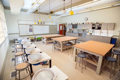 The City of Calgary - Facility features - North Mount Pleasant Ceramic Classroom, Art Classroom Layout, Art Studio Classroom, Ceramics Classroom, Classroom Architecture, Creative Studio Space, First Apartment Essentials, Art Studio Organization, Classroom Layout