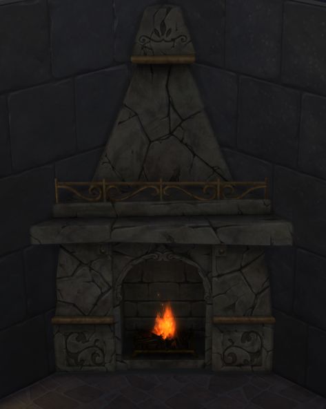 TSM Royal Corner Fireplace |  Medieval Sim Tailor auf Patreon Fireplace Medieval, Medieval Fireplace, Castle Classroom, Corner Fireplaces, Sims Medieval, Fireplace Art, Haunted Forest, Corner Fireplace, Gas Cans