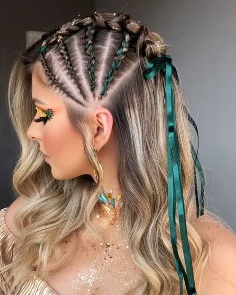 Rave Hair, Viking Hair, Festival Hair, Glitter Hair, Hair Stylist Life, Braids For Long Hair, Braids For Short Hair, Bad Hair, Scarf Hairstyles