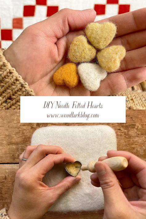 DIY Needle Felted Hearts for Valentines- Woodlark Blog – Woodlark Blog Felt Hearts Diy, Felted Hearts, Waldorf Crafts, Heart Diy, Heart Shaped Cookies, Friends Diy, Friends Valentines, Felt Heart, Felt Garland