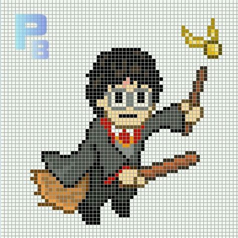 Harry Potter Pixel Art Harry Potter, Harry Potter Perler Beads, Cross Stitch Harry Potter, Perler Pattern, Harry Potter Crochet, Art Harry Potter, Modele Pixel Art, Theme Harry Potter, Perler Art