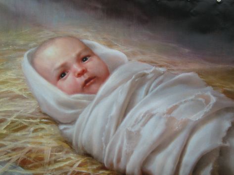 Jesus Christ: His Birth and its Message Lds Scriptures, Pictures Of Christ, Lds Art, Baby Painting, True Meaning Of Christmas, Child Jesus, O Holy Night, Birth Of Jesus, Christmas Gif