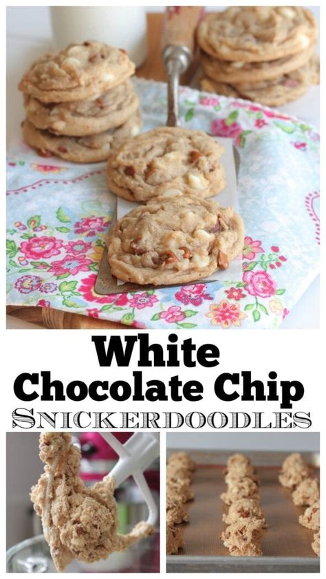 snickerdoodles without cream of tartar White Chip Cookies, Easy Snickerdoodle Recipe, Chocolate Snickerdoodles, Snickerdoodle Recipe, Snickerdoodle Cookies, Cinnamon Chips, Vanilla Pudding Mix, Cookie Scoop, Cream Of Tartar