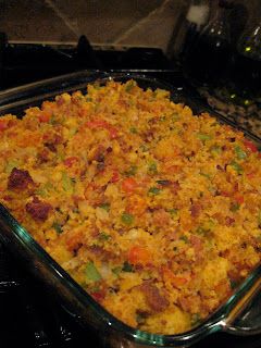 Crawfish Sausage Recipes, Crawfish Cornbread Casserole, Seafood Dressing Louisiana, Crawfish Meals, Crawfish Stuffing, Sausage Cornbread Dressing, Crawfish Cornbread Dressing, Seafood Dressing Recipe, Seafood Dressing