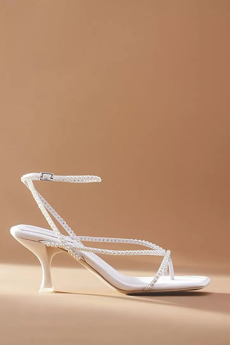 Jeffrey Campbell Pearl Kitten Heels | Anthropologie Wedding Kitten Heels, Upcoming Fashion Trends, Feather Heels, Satin Ballet Flats, Sequin Heels, Ivory Wedding Shoes, Western Ankle Boots, Crystal Heels, Bridal Heels