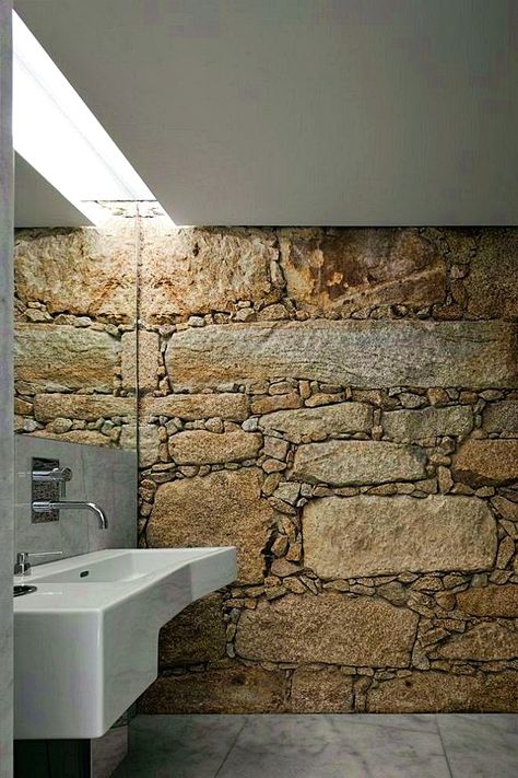 Kamene Kuce, Beach House Bathroom, Stone Wall Design, Stone Architecture, Rustic Bathroom Decor, Rustic Bathrooms, Stone Walls, Modern Bathroom Decor, Rustic Bathroom