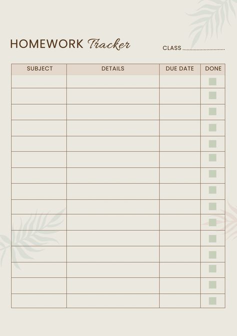 Homework tracker - (color) | Printable Planner For Moms by Arlinda Falgoust | #planner #design #editable #canva #custom Homework Planner Aesthetic, School Homework Planner, Homework Planner Printable, Homework Template, Homework Checklist, Study Planner Printable Free, Planner For Moms, Study Schedule Template, Exam Planner