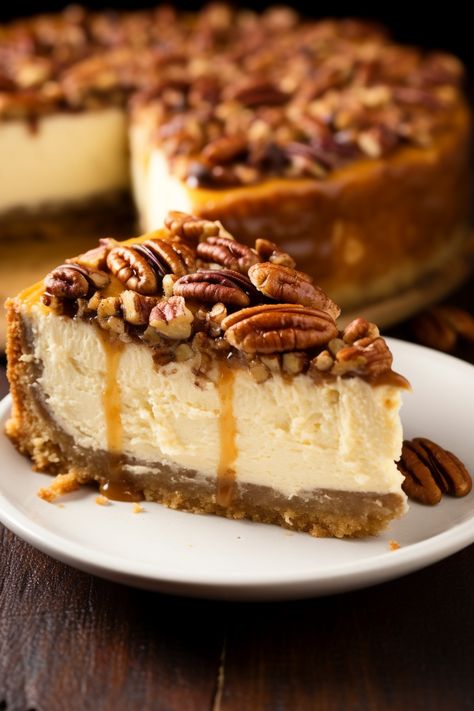 Caramel Pecan Cheesecake, Pecan Pie Cheesecake, Pecan Cheesecake, Pie Cheesecake, Caramel Pecan, Cheesecake Desserts, Lemon Cookies, Pecan Pie, Food Cakes